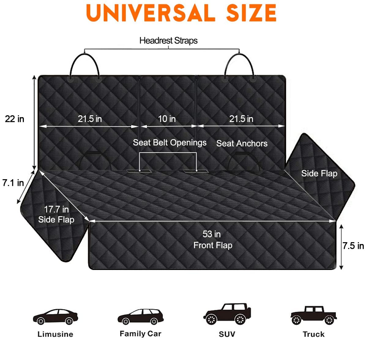 Ultimate Dog Car Seat Cover - Waterproof, Non-Slip Protection for Your Back Seat - Fits Most Cars, Trucks & SUVs - Black
