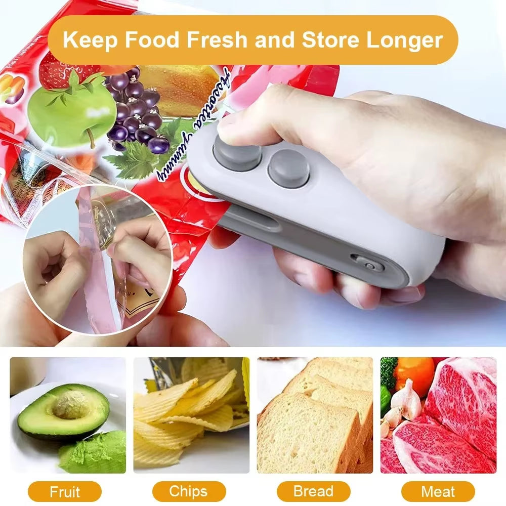 Mini Sealer Portable Mini Sealer 2 in 1 Heat Sealer for Snacks Home Use Rechargeable Sealer Vacuum Sealer Snacks Plastic Bag
