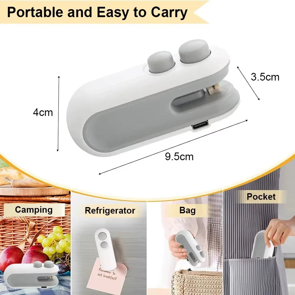 Mini Sealer Portable Mini Sealer 2 in 1 Heat Sealer for Snacks Home Use Rechargeable Sealer Vacuum Sealer Snacks Plastic Bag